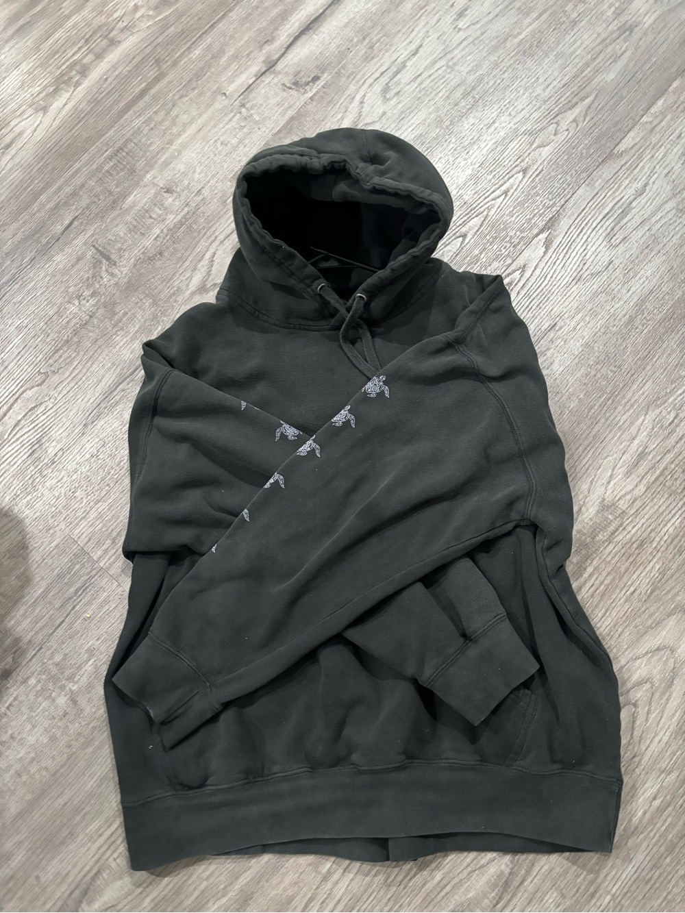 Black Hoodie with Turtle Embroidery
